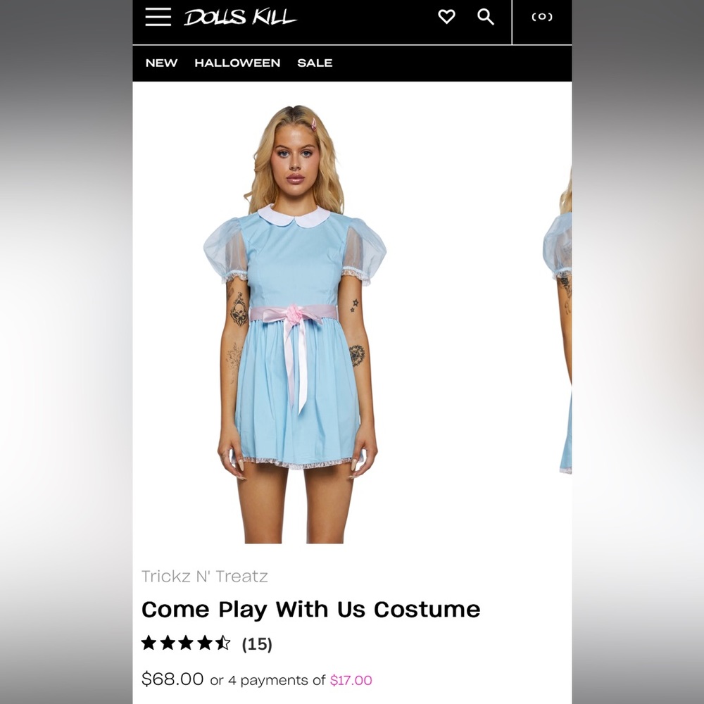 NWT DollsKill Come Play with Me - The Shining Twins Costume M